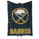 buffalo sabres brick grid navy blue quilt blanket best selling