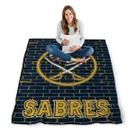 buffalo sabres brick grid navy blue quilt blanket best selling