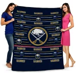buffalo sabres handdrawn stripes navy blue quilt blanket best selling