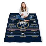buffalo sabres handdrawn stripes navy blue quilt blanket best selling
