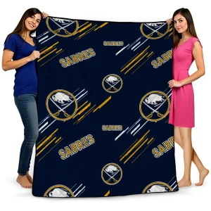 buffalo sabres sketch lines navy blue quilt blanket best selling
