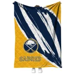 buffalo sabres stroke art navy blue white quilt blanket best selling