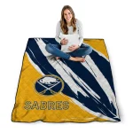 buffalo sabres stroke art navy blue white quilt blanket best selling