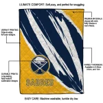 buffalo sabres stroke art navy blue white quilt blanket best selling