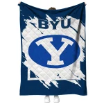 byu cougars block border blue quilt blanket best selling