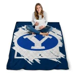 byu cougars block border blue quilt blanket best selling