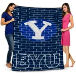 byu cougars brick grid blue quilt blanket best selling