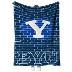 byu cougars brick grid blue quilt blanket best selling