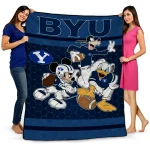 byu cougars disney football blue quilt blanket best selling
