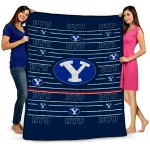 byu cougars handdrawn stripes blue quilt blanket best selling