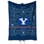 byu cougars handdrawn stripes blue quilt blanket best selling