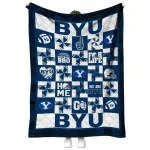 byu cougars helmet heart blue quilt blanket best selling