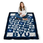 byu cougars helmet heart blue quilt blanket best selling