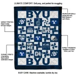 byu cougars helmet heart blue quilt blanket best selling