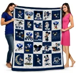 byu cougars mickey mouse motif blue white quilt blanket best selling