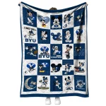 byu cougars mickey mouse motif blue white quilt blanket best selling