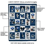 byu cougars mickey mouse motif blue white quilt blanket best selling