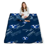 byu cougars sketch lines blue quilt blanket best selling