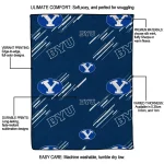 byu cougars sketch lines blue quilt blanket best selling