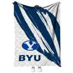 byu cougars stroke art blue white quilt blanket best selling