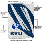 byu cougars stroke art blue white quilt blanket best selling