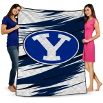 byu cougars wild lines blue white quilt blanket best selling