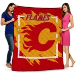 calgary flames block border red quilt blanket best selling
