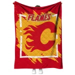 calgary flames block border red quilt blanket best selling