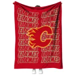 calgary flames bold red quilt blanket best selling