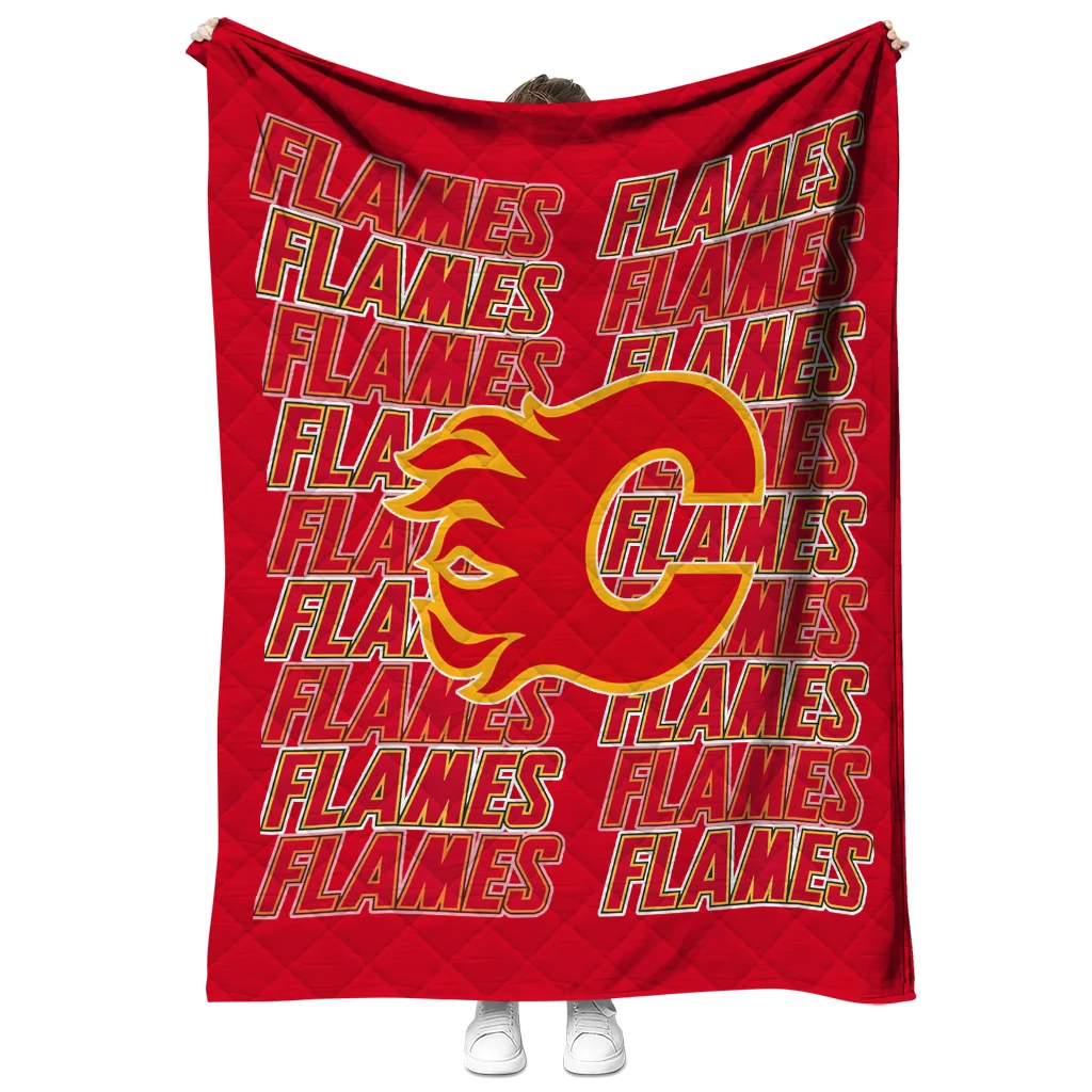 calgary flames bold red quilt blanket fashion forward