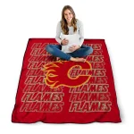 calgary flames bold red quilt blanket best selling