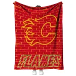 calgary flames brick grid red quilt blanket best selling