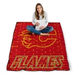 calgary flames brick grid red quilt blanket best selling