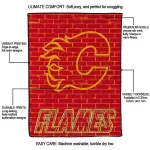 calgary flames brick grid red quilt blanket best selling