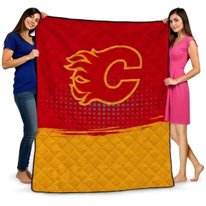 calgary flames dot illusion red quilt blanket best selling