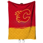 calgary flames dot illusion red quilt blanket best selling