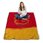 calgary flames dot illusion red quilt blanket best selling