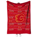 calgary flames handdrawn stripes red quilt blanket best selling
