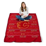 calgary flames handdrawn stripes red quilt blanket best selling