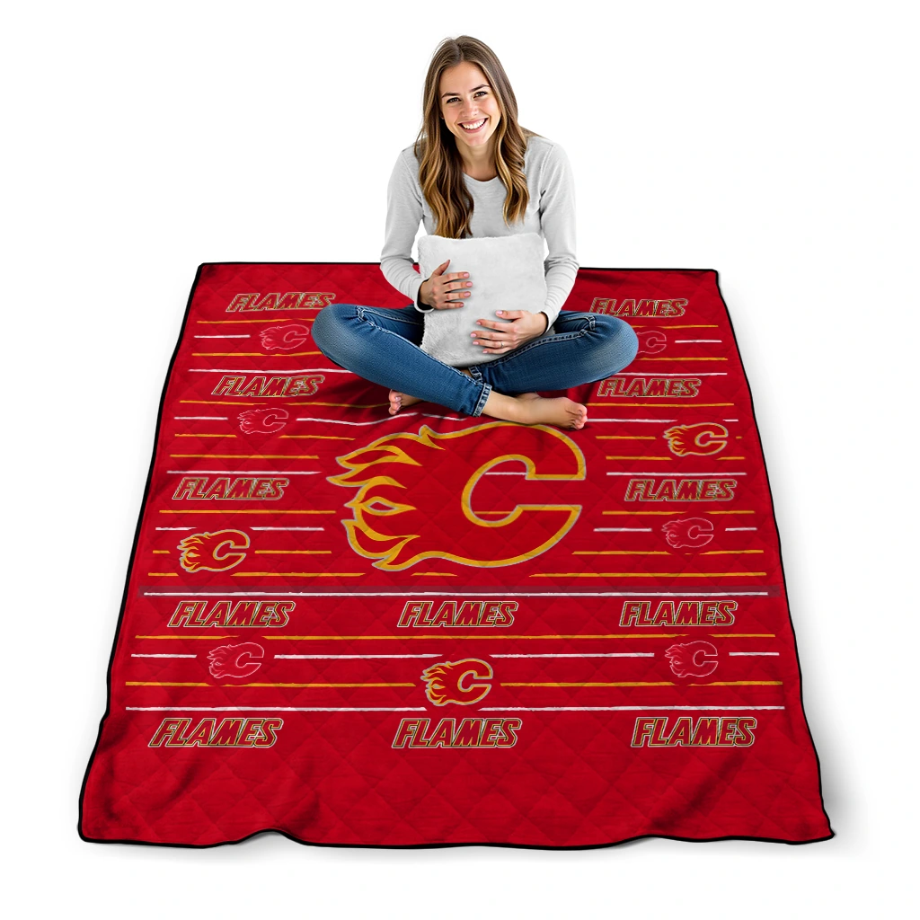 calgary flames handdrawn stripes red quilt blanket high quality calgary flames handdrawn stripes red quilt blanket high quality