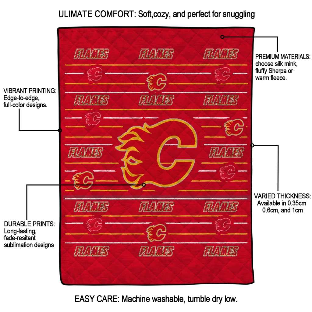 calgary flames handdrawn stripes red quilt blanket latest model calgary flames handdrawn stripes red quilt blanket latest model