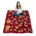 calgary flames hibiscus foliage red quilt blanket best selling