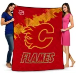 calgary flames nhl shield red quilt blanket best selling