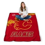 calgary flames nhl shield red quilt blanket best selling