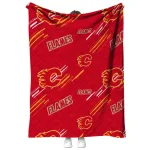 calgary flames sketch lines red quilt blanket best selling