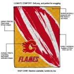 calgary flames stroke art red white quilt blanket best selling