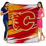 calgary flames wild lines red white quilt blanket best selling