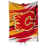 calgary flames wild lines red white quilt blanket best selling