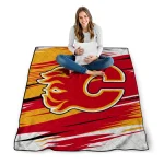 calgary flames wild lines red white quilt blanket best selling