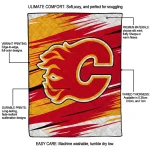 calgary flames wild lines red white quilt blanket best selling